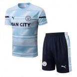 Maglia Formazione Manchester City Set Completo 2022/23 Blu Bianco