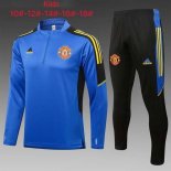 Bambino Felpa Allenamento Manchester United 2022 Blu Nero