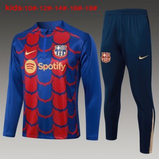 Bambino Felpa Allenamento Barcellona 24/25 Blu Rosso 3