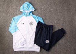 Giacca Cappuccio Manchester City 2021/22 Blu Bianco