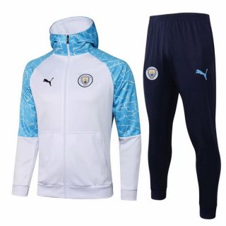 Giacca Cappuccio Manchester City 2021/22 Blu Bianco