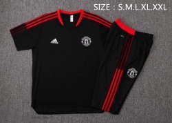 Maglia Formazione Manchester United Set Completo 2022 Nero Rosso